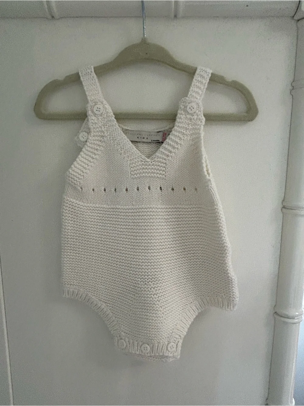 Stella McCartney Kids Cream Knit Romper with Button Straps